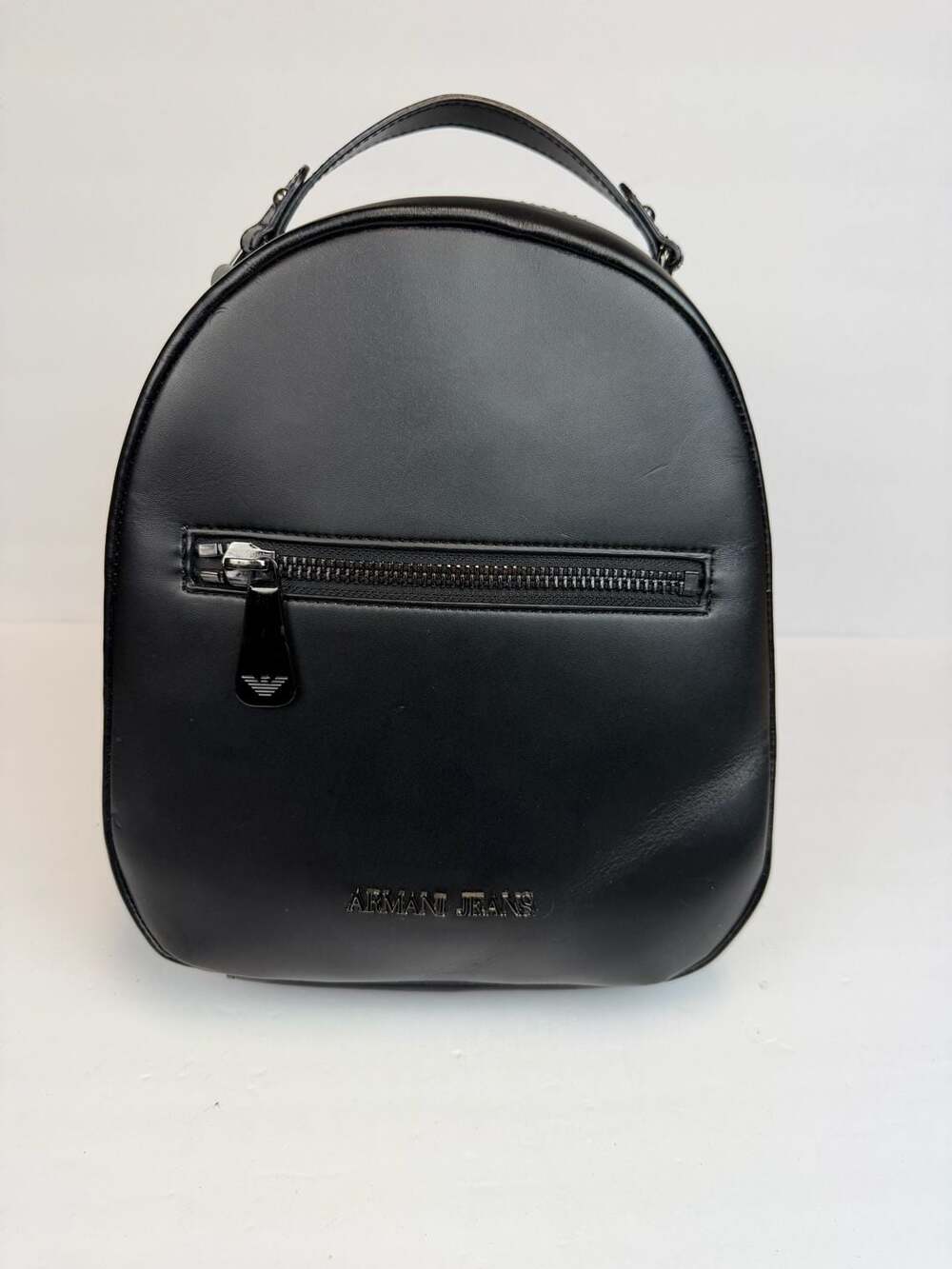Armani Jeans Black Faux Leather Mini Backpack